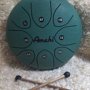 Green Steel Tongue Drum With Sticks And Bag 6"